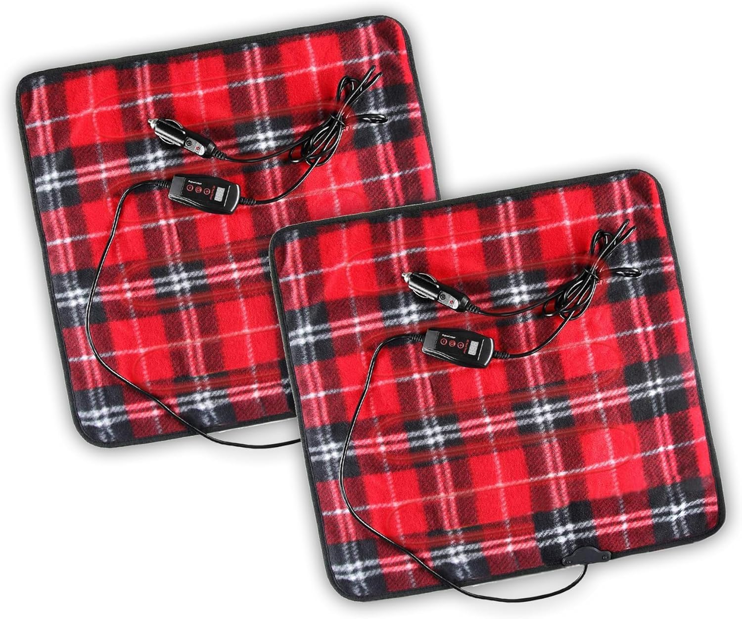 ZONETECH Red Plaid Warming Pad Cozy Warmth in Cold Weather,Perfectly Sized for Comfort and Portability for Pets 2 Pack