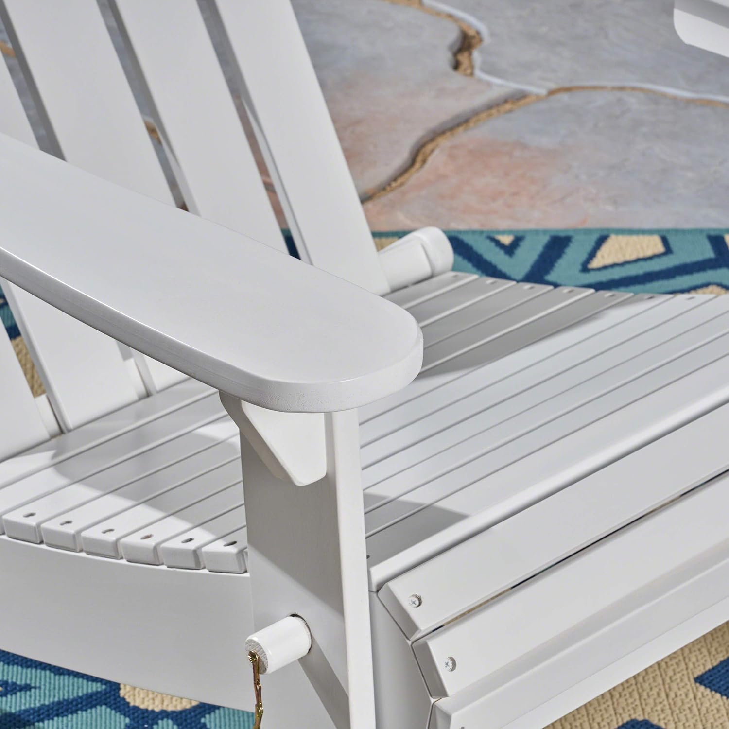 Christopher Knight Home Cara Outdoor Foldable Acacia Wood Adirondack Chair, White Finish