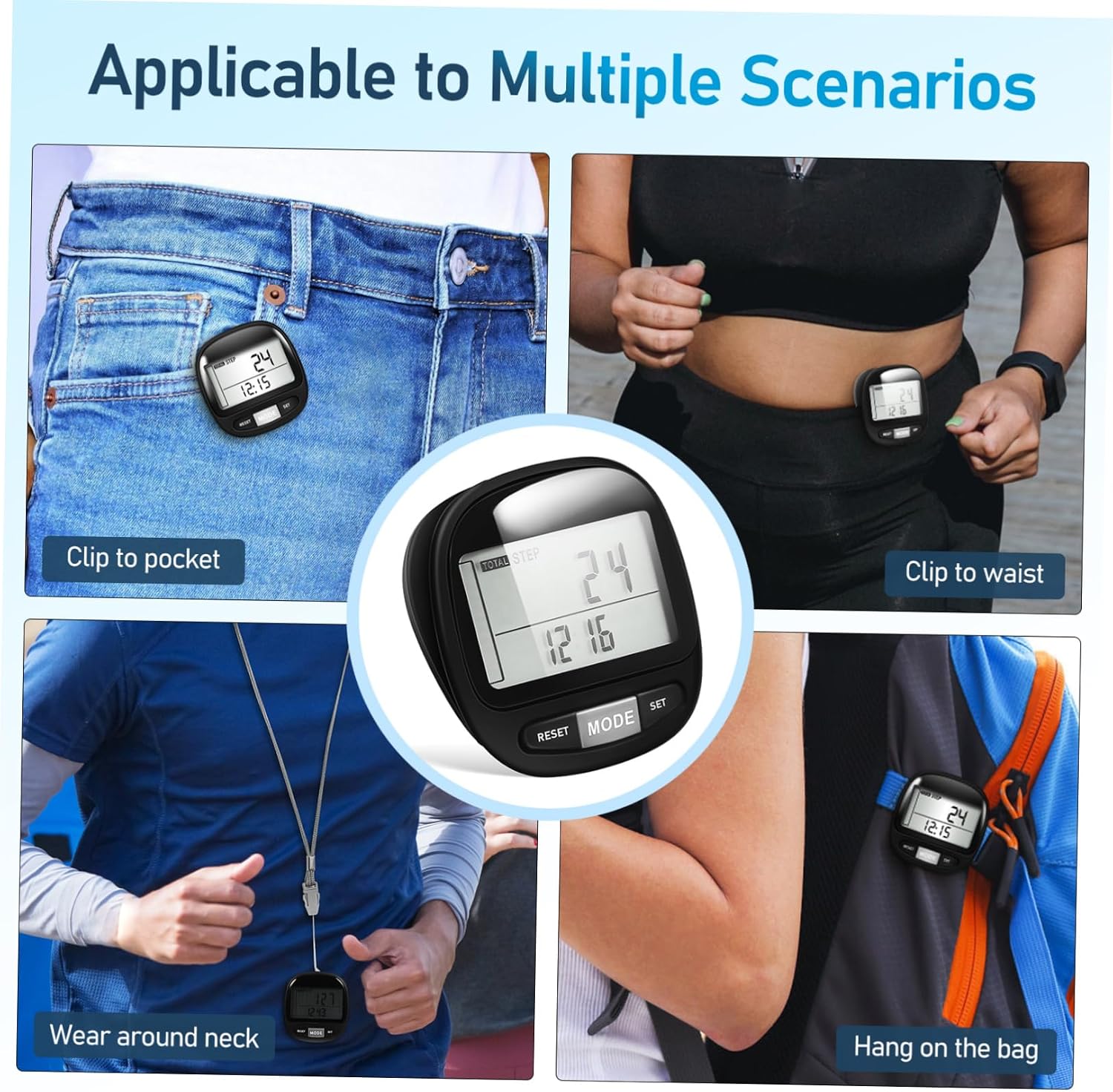 Abaodam Sensor Step Counter for Outdoor Walking Compact Lightweight Clip Pedometer with Day Memory Accurate Steps Tracking for Fitness and Climbing