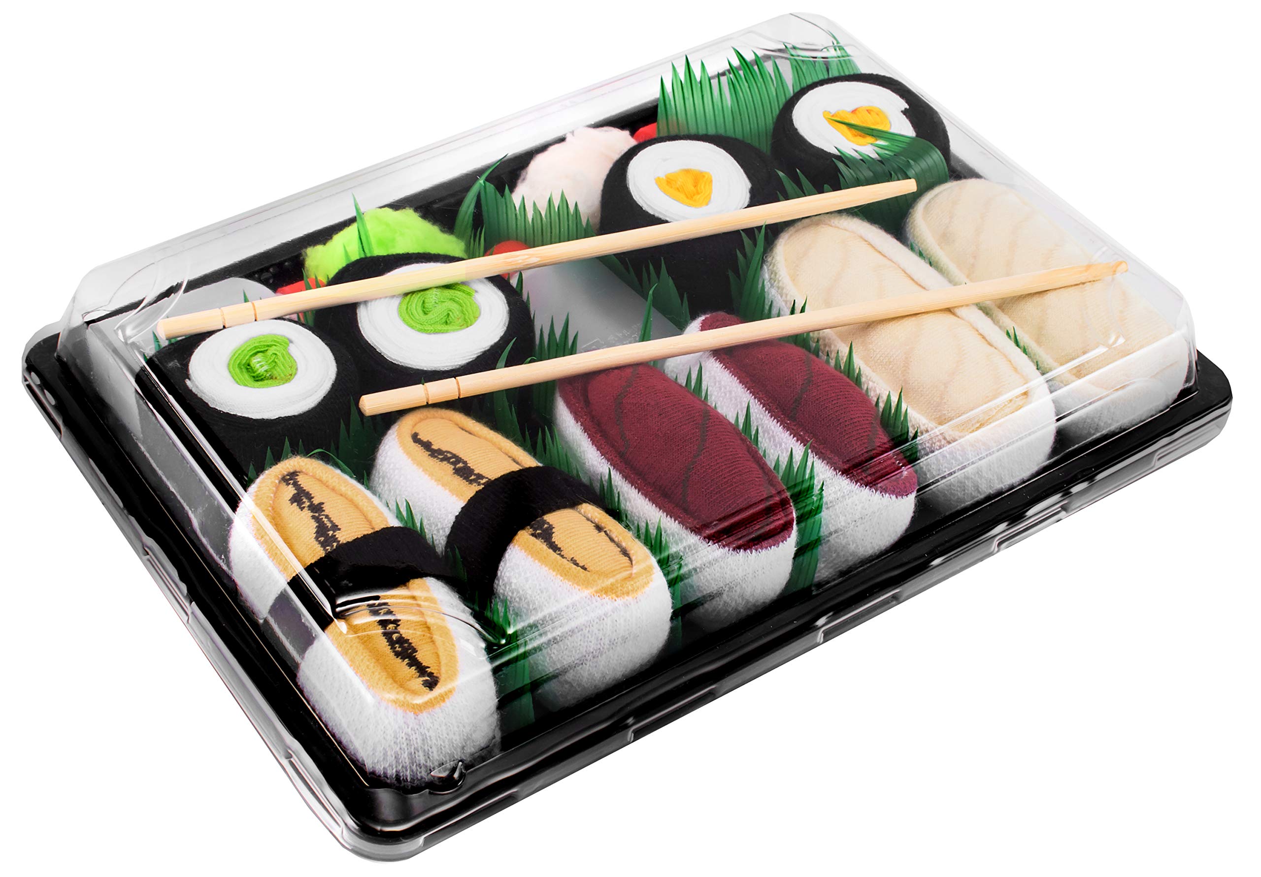 Rainbow Socks Men's Multicoloured - Woman Man Sushi Socks Box Tamago Butterfish Cucumber Maki - 5 Pairs - Size 7,5-11
