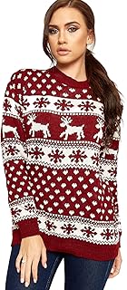 WearAll Women\'s Reindeer Snowflake Long Sleeve Festive Sweater Ladies Christmas Jumper 8-24