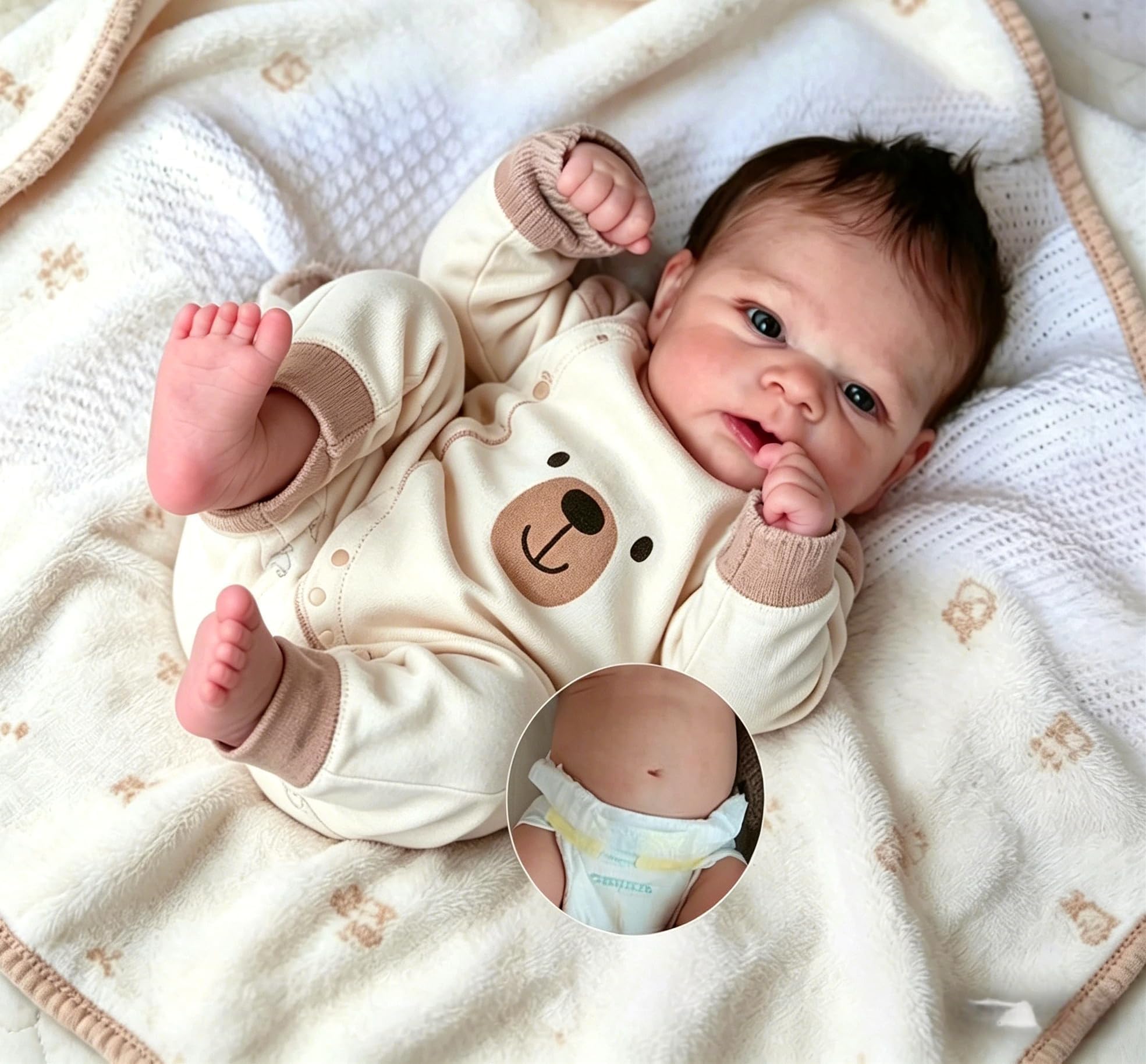 Zero pam Reborn Baby Vinyl Lebensecht Junge-45CM Vinyl Puppen Baby Junge,lebensechte Babypuppen, Vinyl Puppe In Bezauberndem Outfit Und Mit Accessoires, Puppe Für Jungen Ab 3 Jahren