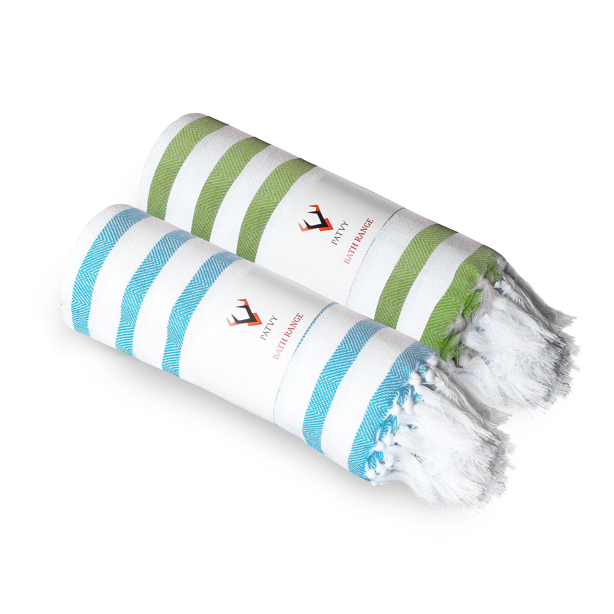 PATVY Bath Towels|Light Weight Turkish Style Stripe Bath Towels For Men Large Size Cotton|70X150Cm Quick Absorption &Faster Drying Bath Towel For Women|100% Cotton (Pack Of 2,Teal Blue&Green),140 TC-image-22
