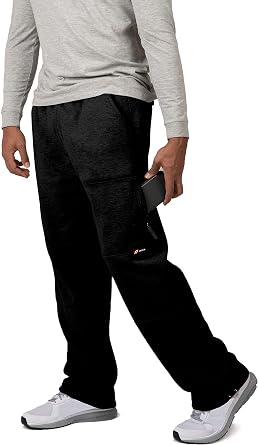 VIBES Mens Cargo Zipper Pocket Sweatpants Adjustable Bungee Cord Open Bottom