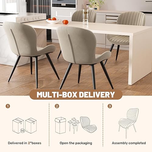 Miniatura 7 de Nalupatio Juego de 4 sillas de comedor, modernas sillas de comedor con respaldo cómodo, sillas de cocina tapizadas gruesas, 19 pulgadas de altura