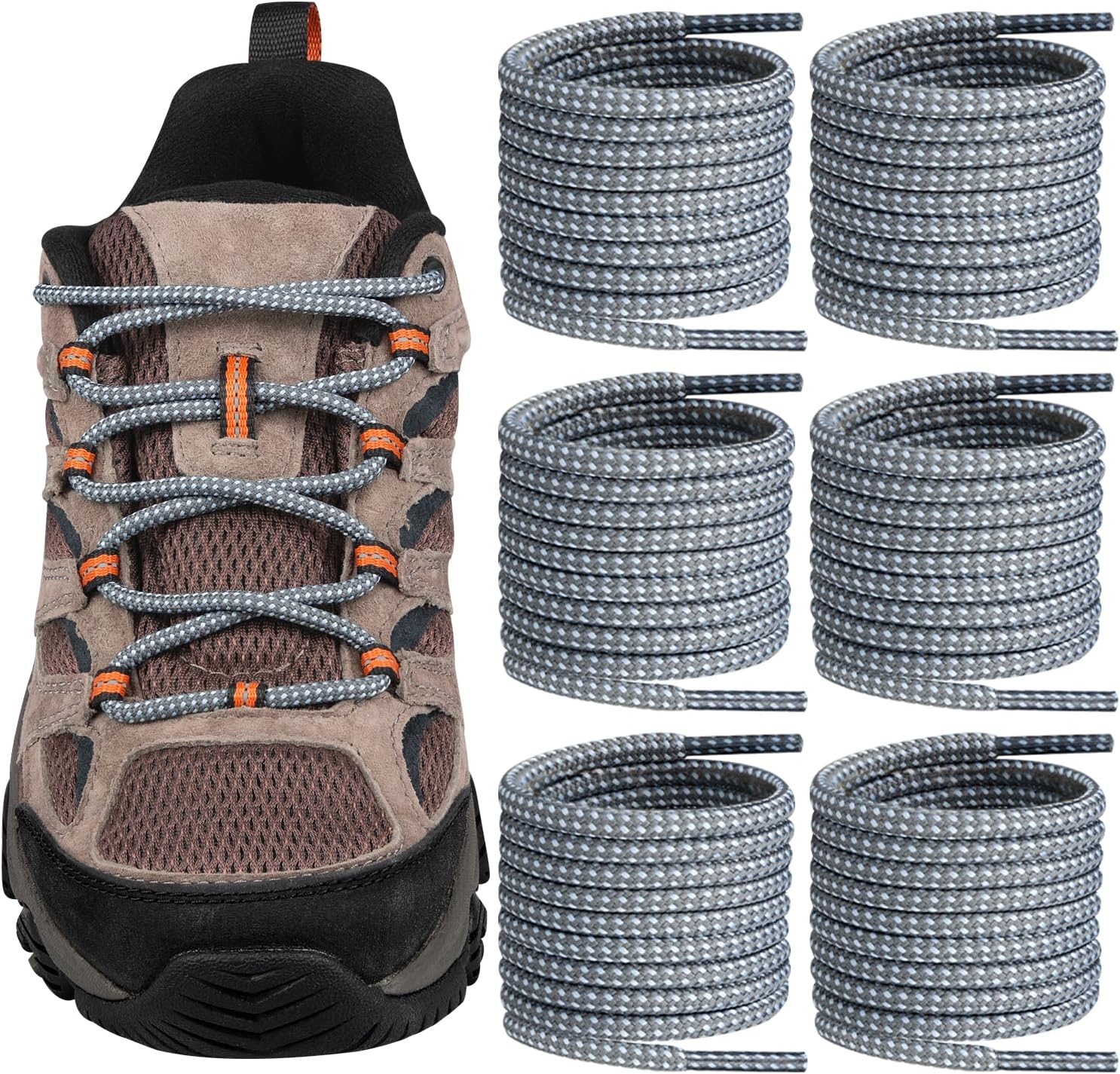 Endoto 3 Pairs Shoelaces for Merrell Moab Boots Replacement Round Shoe Laces Hiking Running Shoes Strings