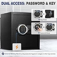 Vista 5 de 2.3 pies cúbicos Caja de seguridad ignífuga para el hogar - Caja de seguridad de acero con teclado electrónico digital, caja de seguridad para Negro