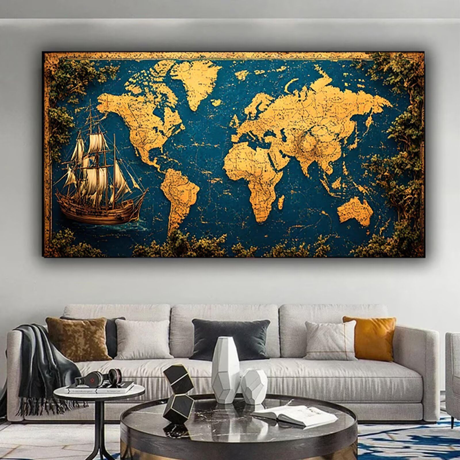 Dipingi con i Numeri per Adulti Mappa, Kit di Pittura Acrilica Fai-da-Te per Principianti, Hobby Creativi Adulti, Decora casa Regalo, con Vernici e Pennelli, Mappa Del Mondo 70x140cm Senza Cornice C-S