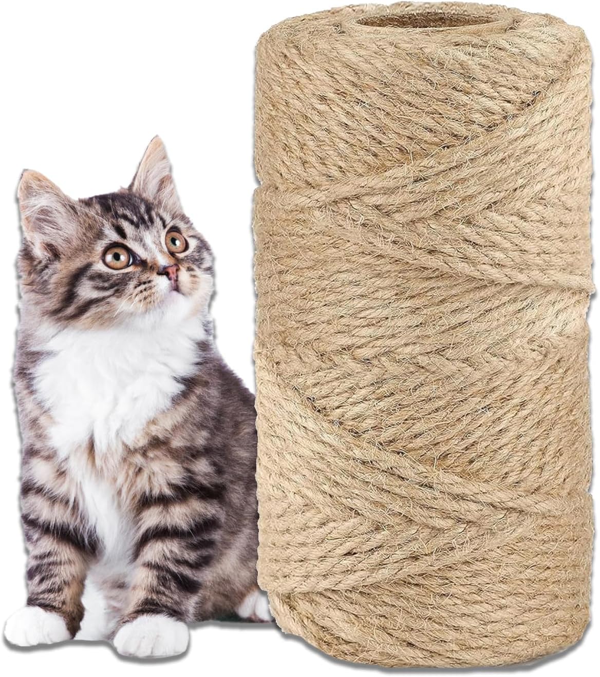 GIAPINST 30M Sisal Rope for Cat Scratcher Post Replacement Rope, 6mm Cat Scratching Sisal Rope, Natural Hemp Rope, Ideal for Cat Scratch Posts/Cat Trees/Cat Tower/Garden Bundling(98 Feet)