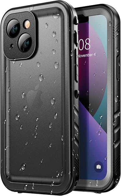 SPORTLINK for iPhone 13 Mini Waterproof Case - Shockproof Heavy Duty Front and Back Cover with [Built in Screen/Camera Protector] 360 Full Body Protective [Dustproof][IP68 Underwater]-Black