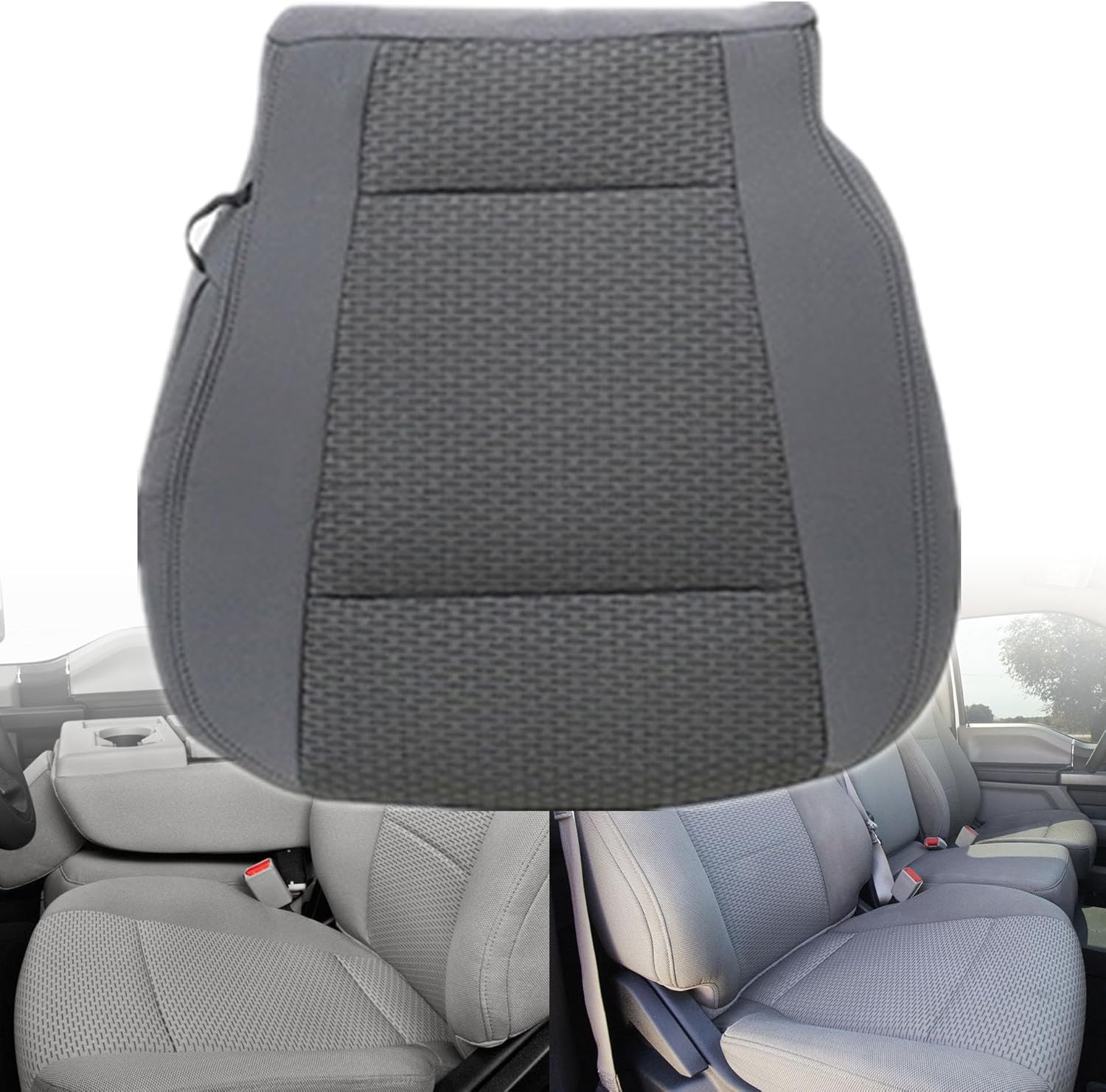GXARTS Front Driver Side Bottom Lower Replacement Cloth Seat Cover Gray Compatible with Ford F250 F350 F450 F550 XLT 2017 2018 2019 2020 2021 Fit for Ford F150 2015-2020