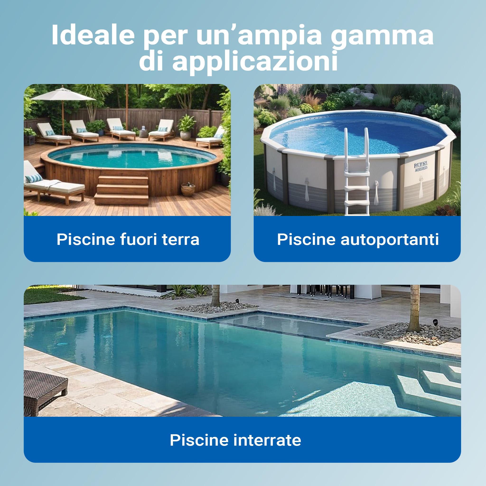 Wiltec Pulitore automatico per piscine incl.12 tubi Aspiratore per pulizia fondo piscina