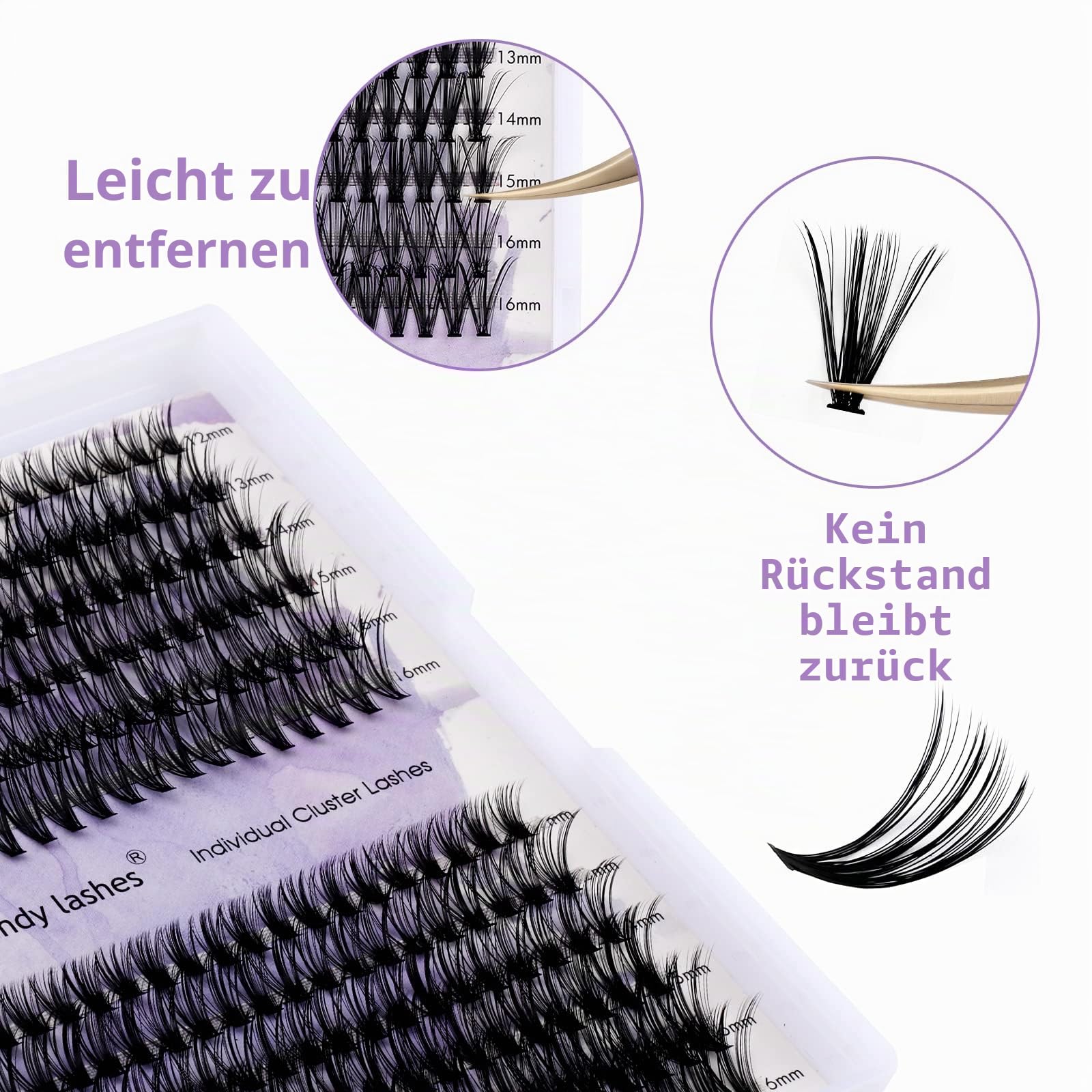 WENDY LASHES Wimpern Extensions D Curl Natürliche Cluster Lashes YM15 | Wiederverwendbare Wimpernverlängerung Wimpern Einzeln Zu Hause, DIY Wimpernverlängerungen Für Anfänger(10-18mm)
