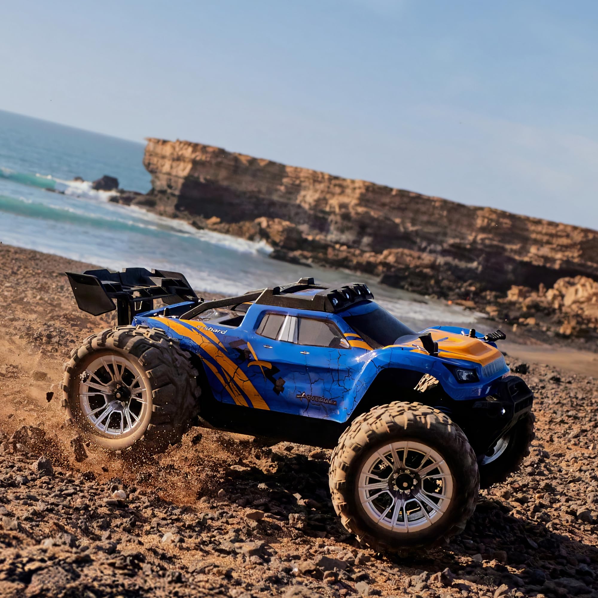 Overmax X-Shard Auto radiocomandata 4WD 1:16 fuoristrada fino a 30 km/h, con limitatore di velocità, 2,4 GHz RC Monster Truck con azionamento in metallo, ammortizzatori, portata 90 m, per bambini dai