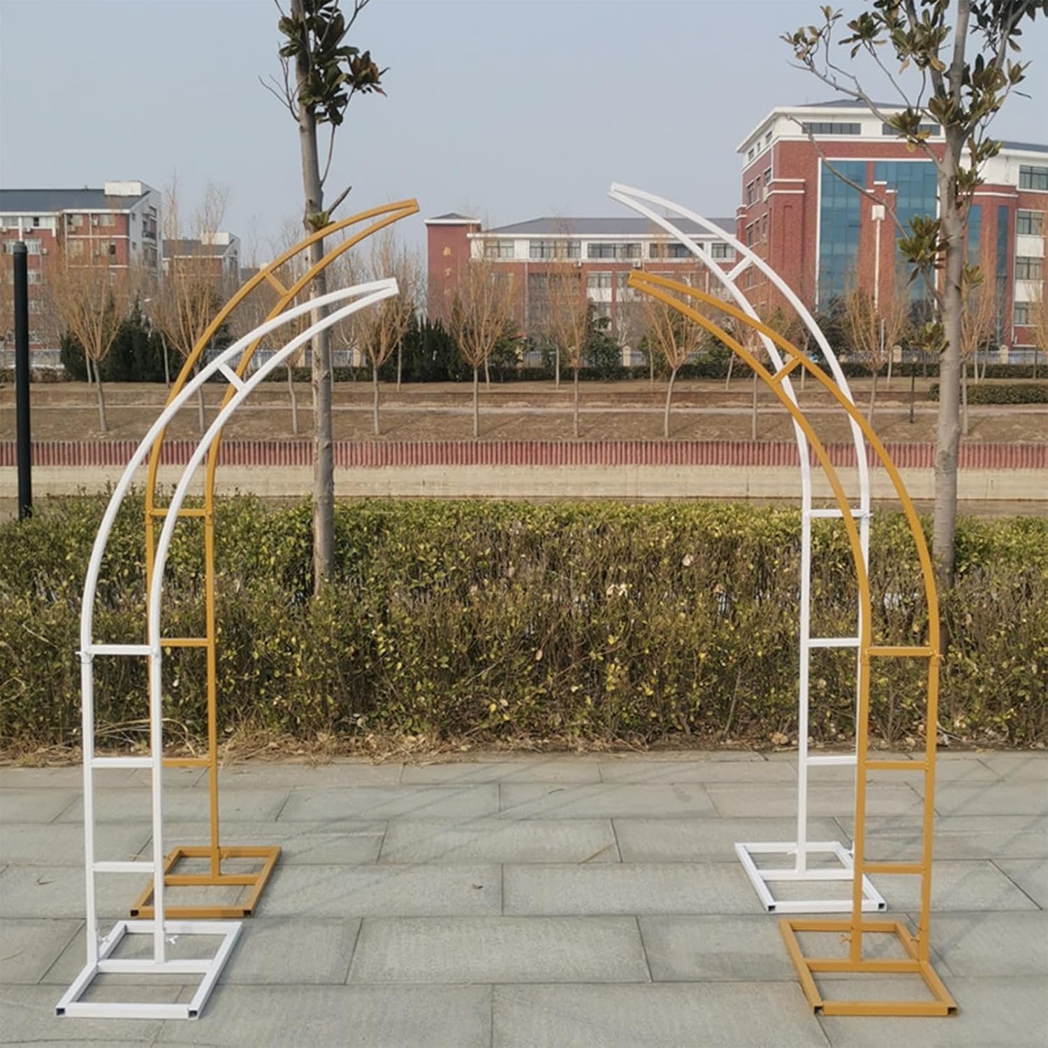 TUSAUW Set di 3 supporti ad arco in metallo (1,8 m/1,5 m/1,2 m) – Supporto per archi nuziali in metallo dorato per matrimoni, compleanni, anniversari e cerimonie