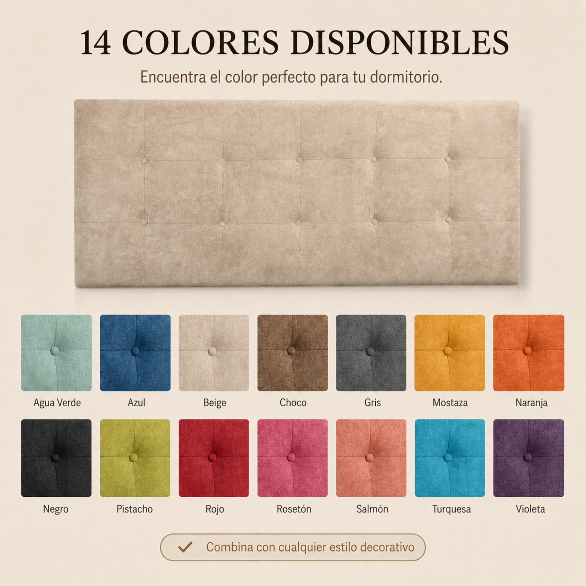 FISIO Dreams Cabecero Tapizado Tela Nido Diamante para Cama 90, 105, 135, 150, 160, 180 y 200 cm | Cabezal Acolchado Moderno | Tela Acualine Repelente al Agua