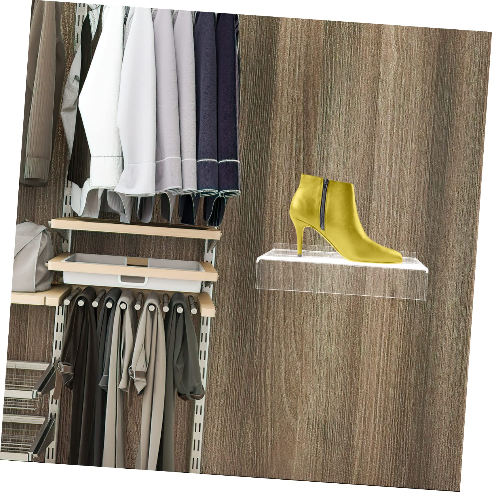 GRIRIW 5pcs Wall-Mounted Shoe Rack Organizer Vertical Slatwall Shelves for Shoes Retail Shop Display Stand Labels