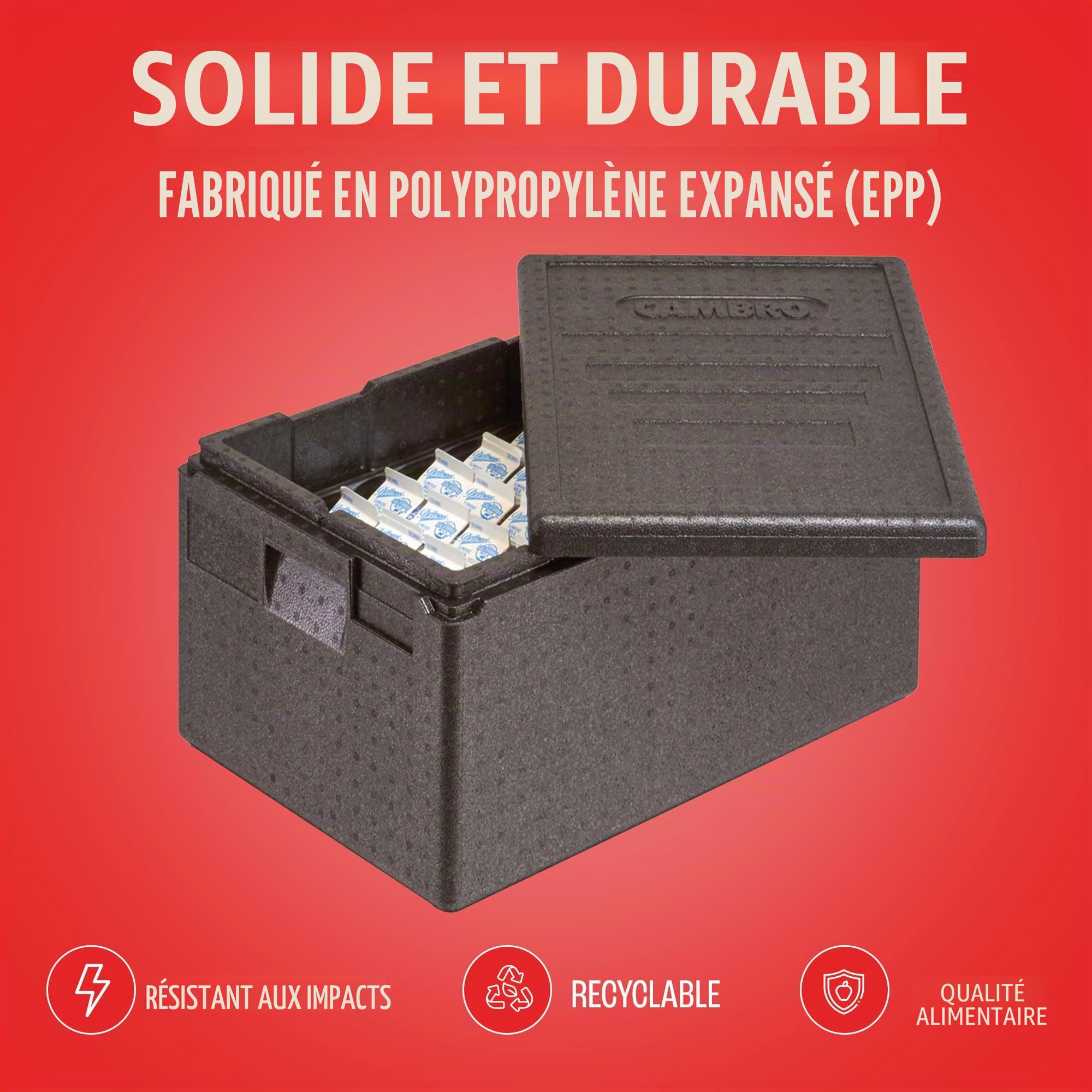 Cambro EPP180110 Caméra GoBox avec chargement par le haut, 1/1 GN, 20 cm, 46 L, noir