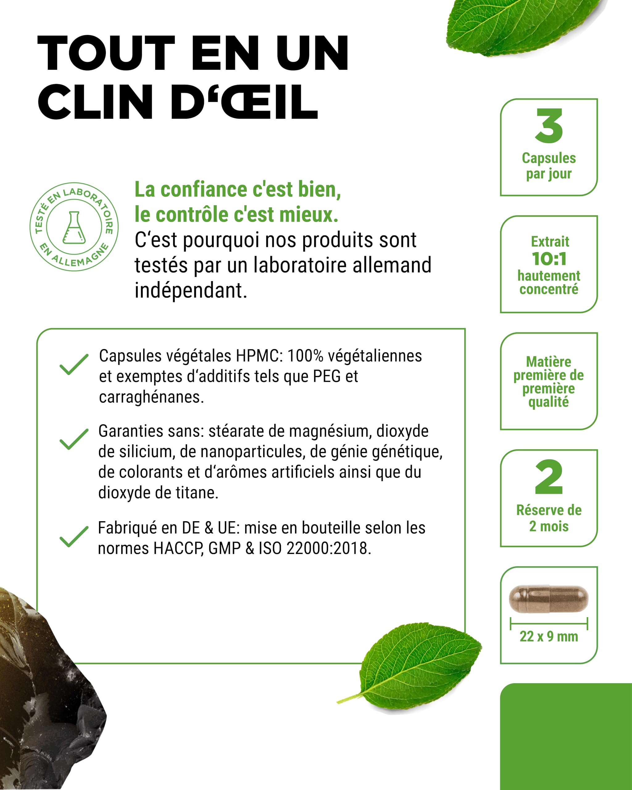 Mumijo Shilajit -180 capsules - Hautement Dosé avec 1500 mg par Portion Journalière - Extrait 10:1 - Sans Additifs Indésirables - Vegan