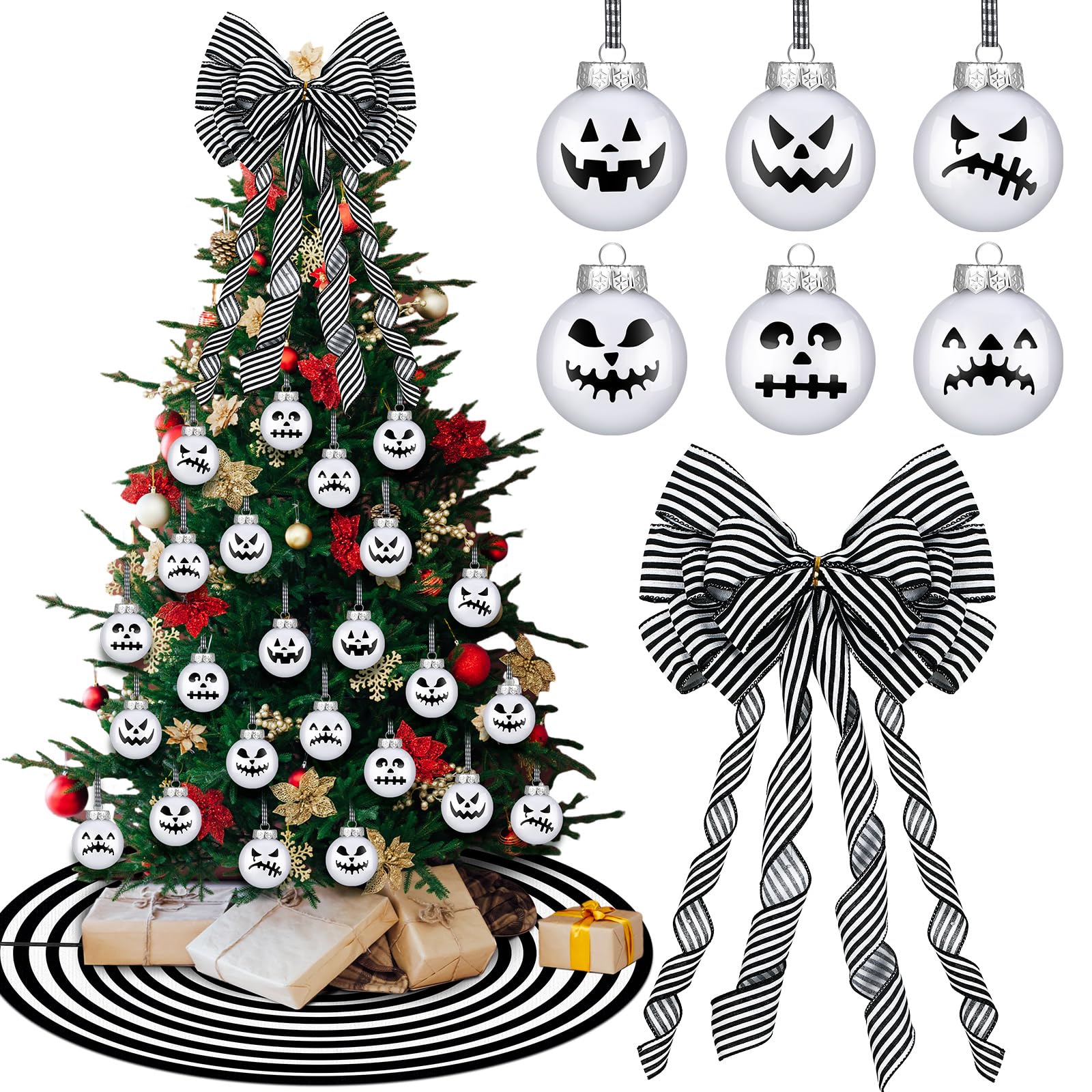 Decoración De Halloween Y Navidad Para Árbol | Set Grande De Cartón De Fantasma | Adornos Góticos
