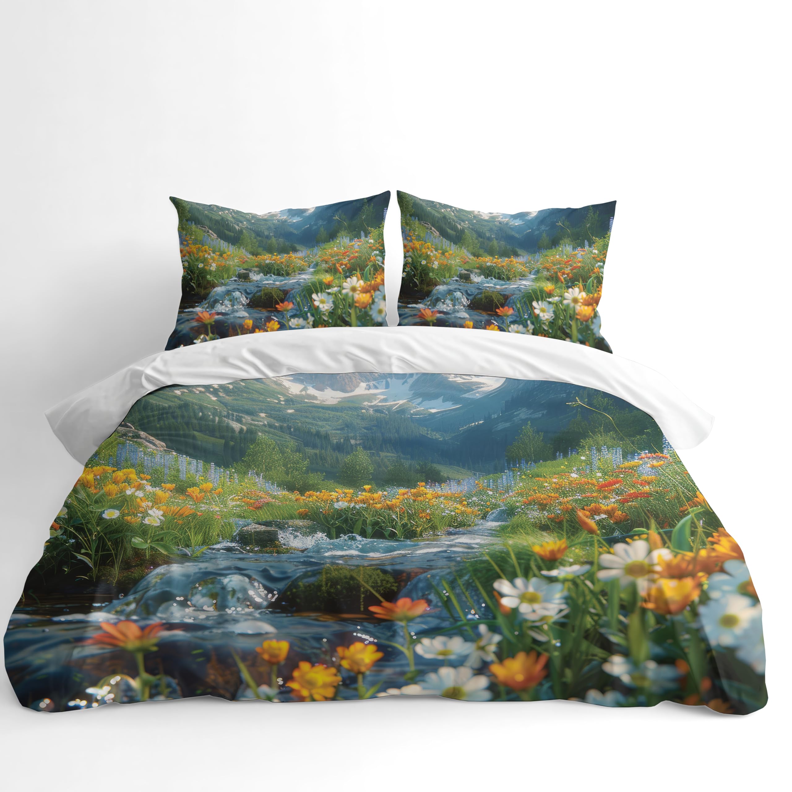 Adam Home 3D Digital Printed Spring Duvet Cover With Matching Pillowcases Home Bedroom Décor Microfiber Double Bedding Set Made in UK |Nature Landscape