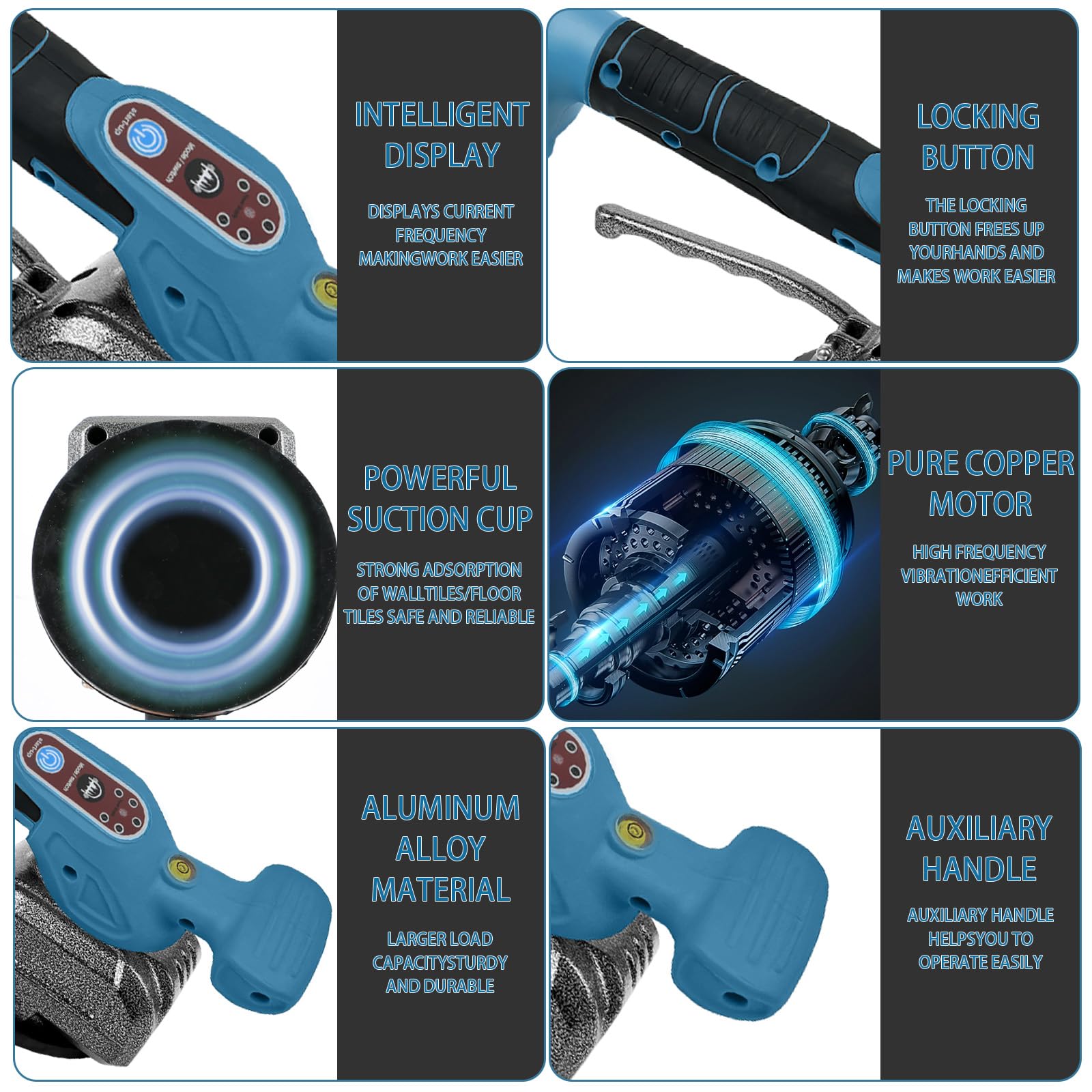 Machine vibrante pour Makita 18 V - Ventouse de 4,7" - 5 vitesses - Vitesse réglable - Capacité de 60 kg - Convient pour 39 x 39" et moins