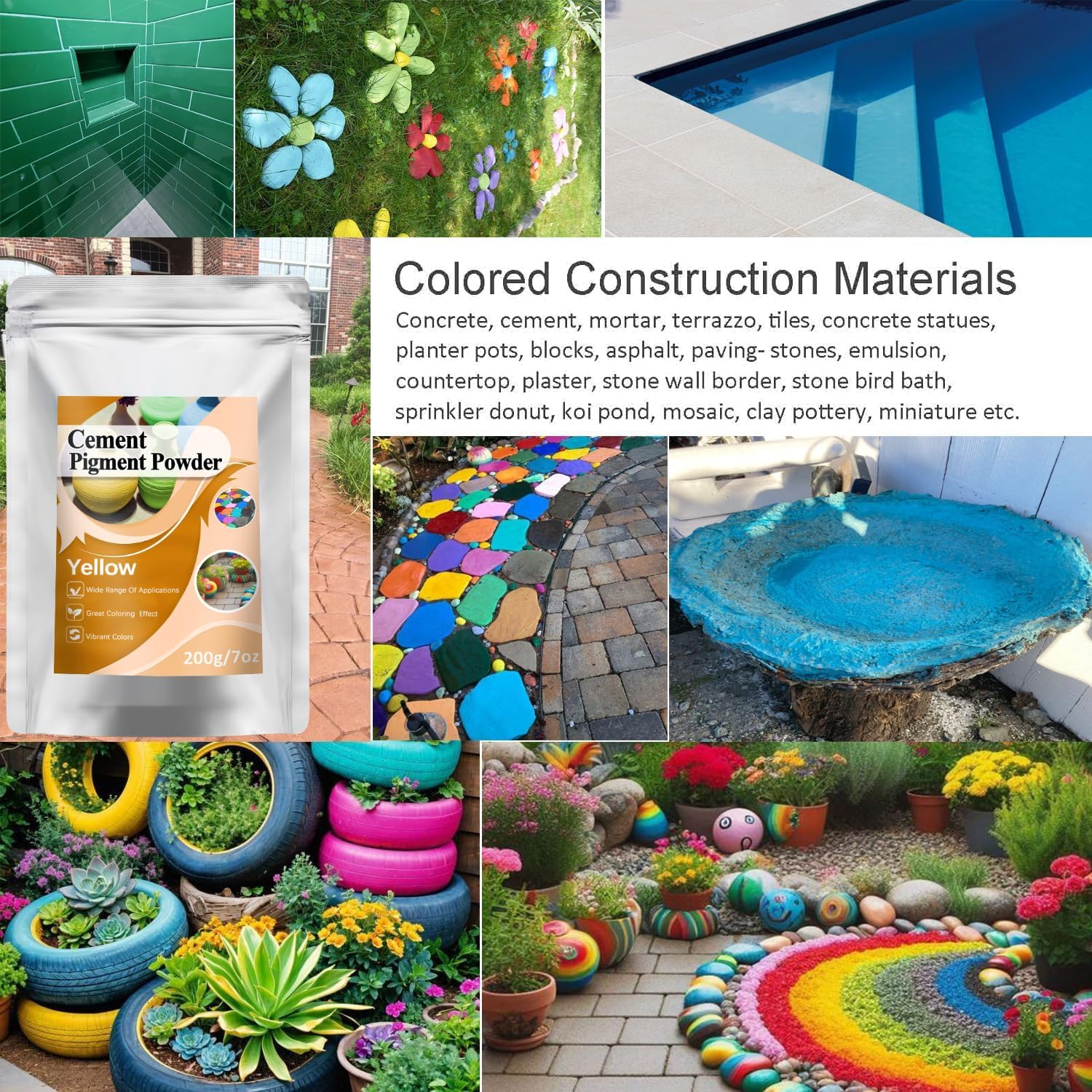Matte Iron Oxide Pigment Powder, Concrete dye, Grout Colorant, Color Dye for Cement Epoxy Stucco Plaster Mortar Paint Coating- 7 oz