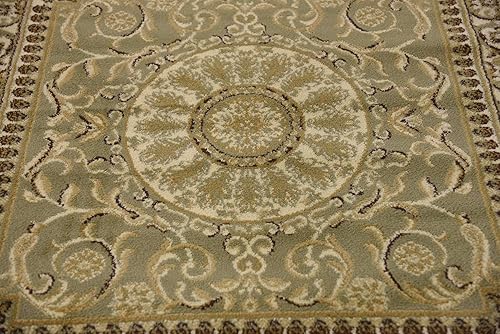 Miniatura 6 de Unique Loom - Alfombra clásica tradicional, colección Versalles, Polipropileno, Verde claro