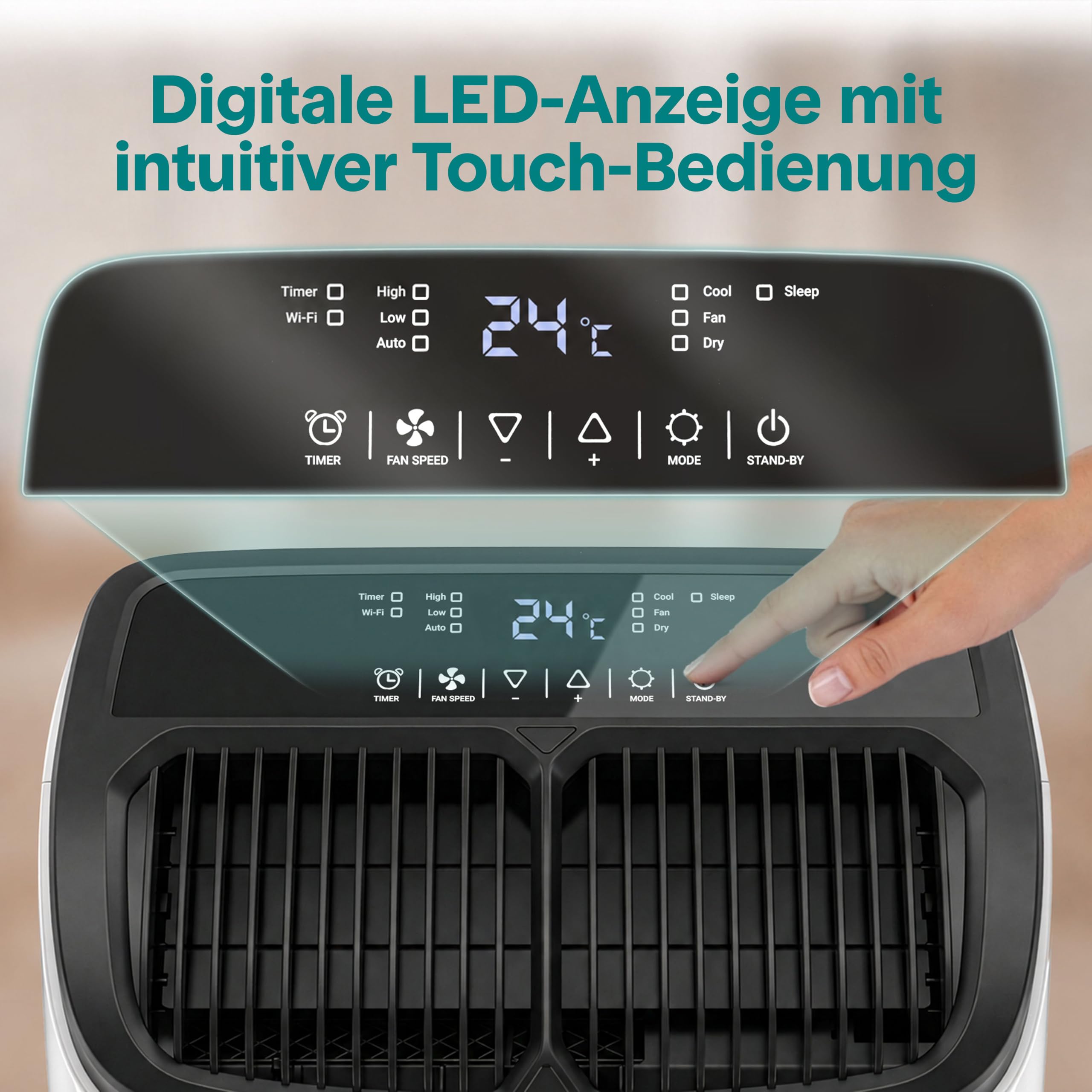 SereneLife Klimaanlage Mobil 7000 BTU – Kleine Klimaanlage für Zimmer bis 20 m² | Kühlung, Entfeuchter & Ventilator | 49 dB