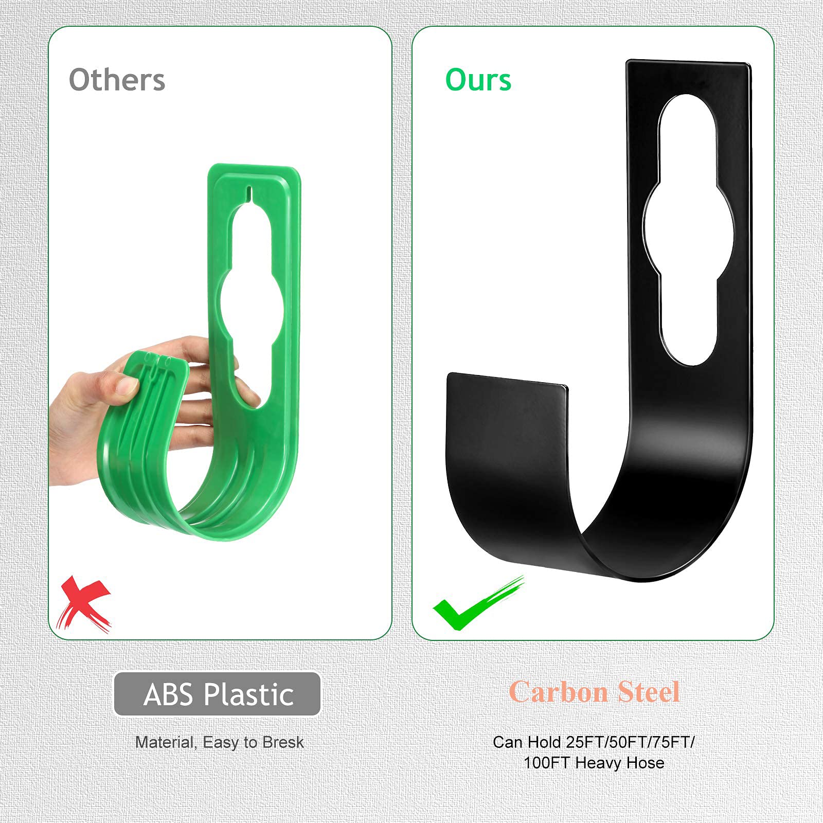 Gancio Portatubo Da Giardino In Acciaio - Supporto Per Tubo Espandibile, 8.5 Pollici, Nero - Foto 2