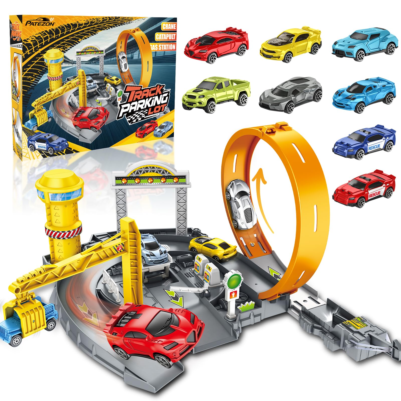 Ulikey Autorennbahn für Kinder, Autorennbahn für Kinder, Schleuder Schienen mit 8 Rennauto, Looping und Auto Rennbahn, Geschenk ab 3+ Jahr (3)