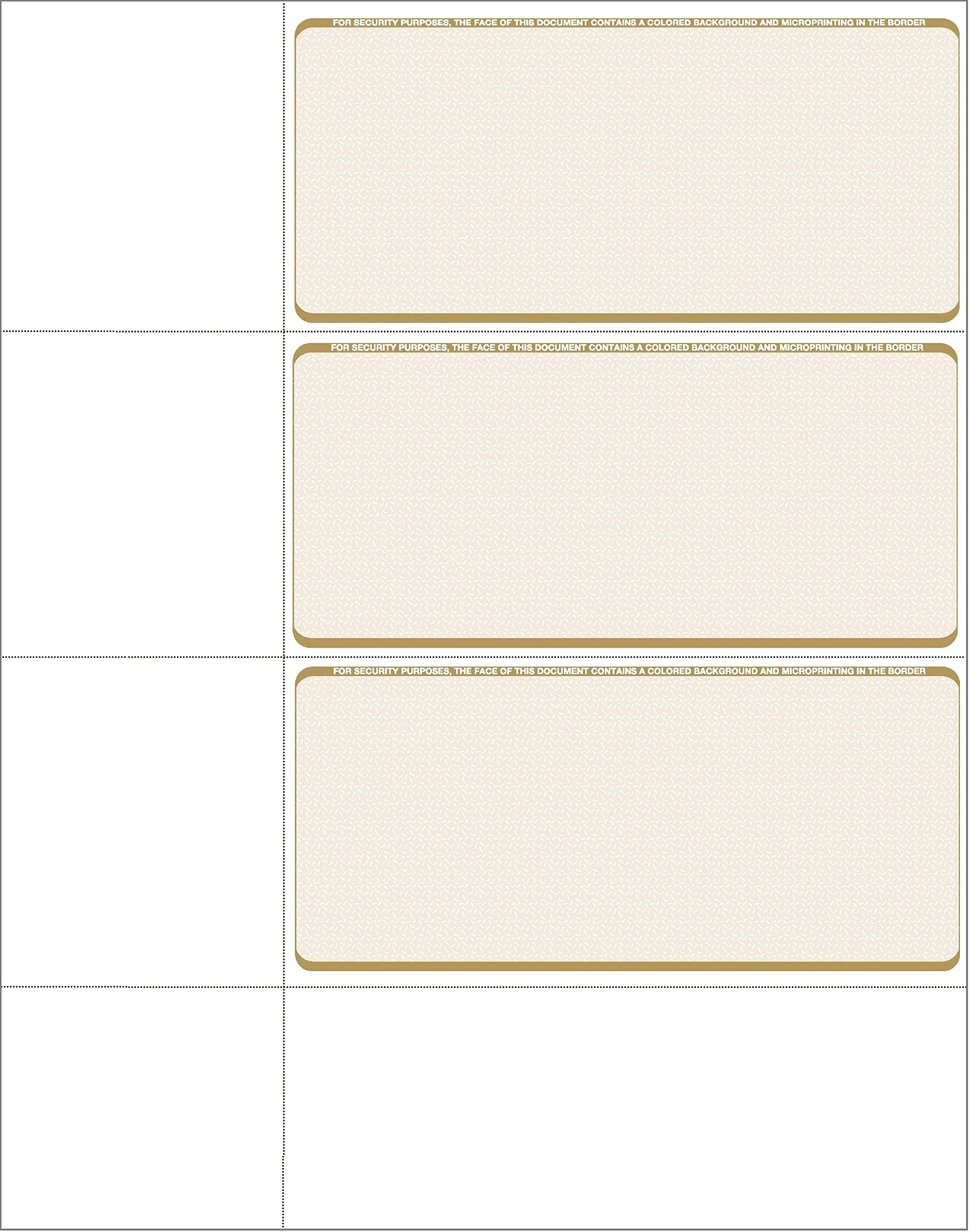 Computer Check Paper - Blank Personal Wallet Checks 3 on a Page - Compatible with Versa Check, QuickBooks, Quicken, and Any Laser Printer (500 Sheets