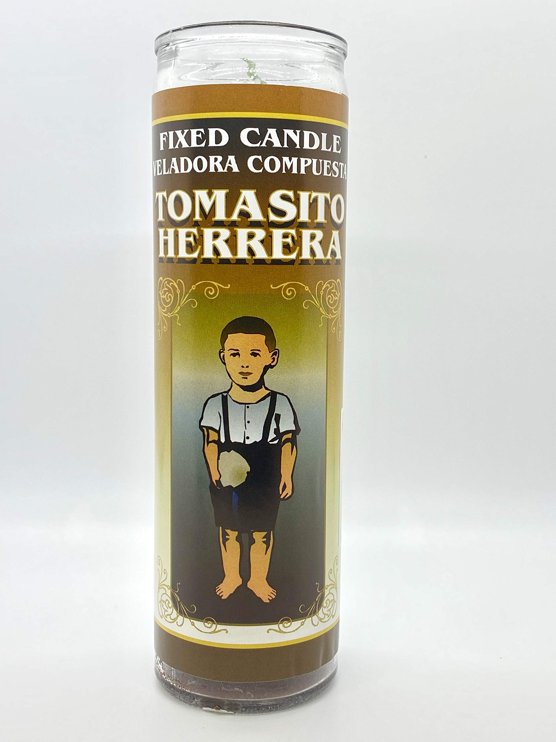 Tomasito Herrera Glass Candle Brown Color