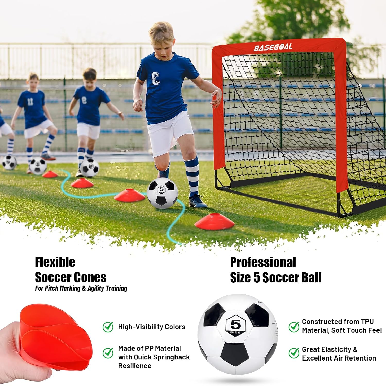 Kids Portable Soccer Goals for Backyard, 5x4ft,Easy Set up | Pop-up Mini soccer net for backyard & practice; Outdoor & Indoor with Soccer Ball & Targets & Carry Bag,Training equipment
