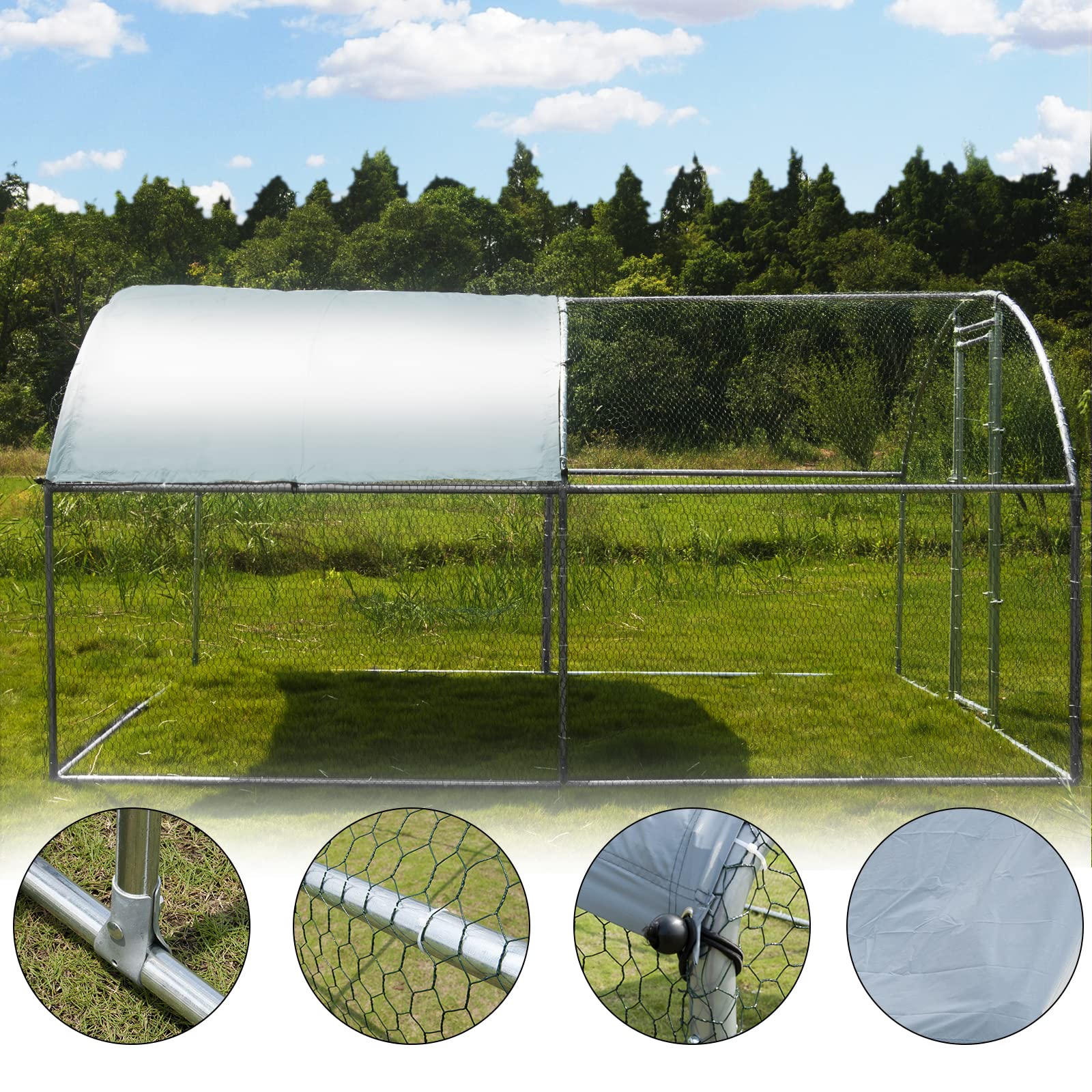 Large Metal Chicken Coop Walkin Poultry Cage Hen Run House Rabbits