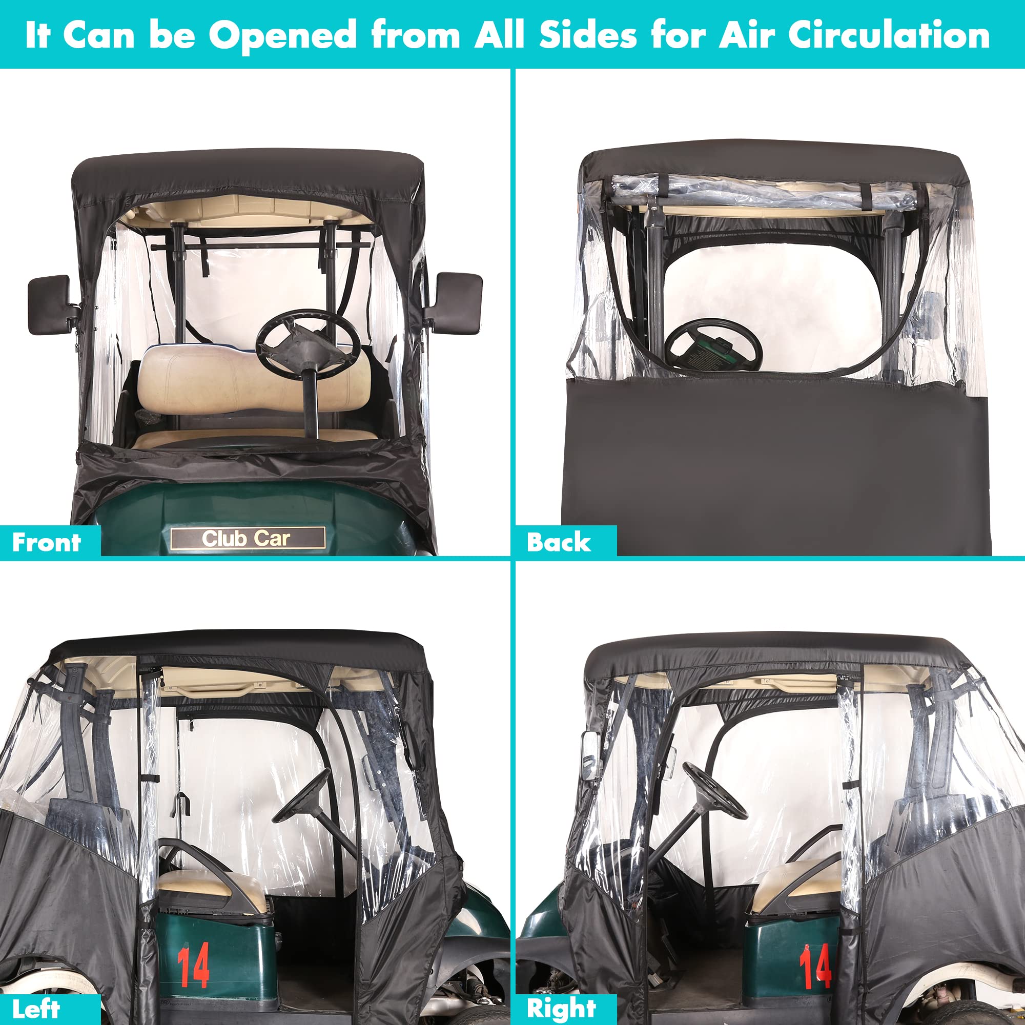 10L0L Golf Cart Enclosure for Club Car DS Precedent 2 Passenger Golf Cart Cover with 2 Door