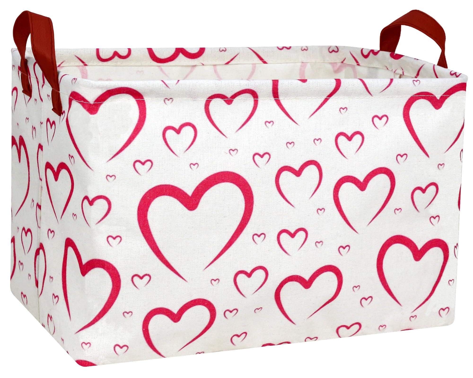 Large Valentine's Day Basket Heart Shaped Storage Bin for Gifts Collapsible Organizer Room Decor (Open Mouth Love)