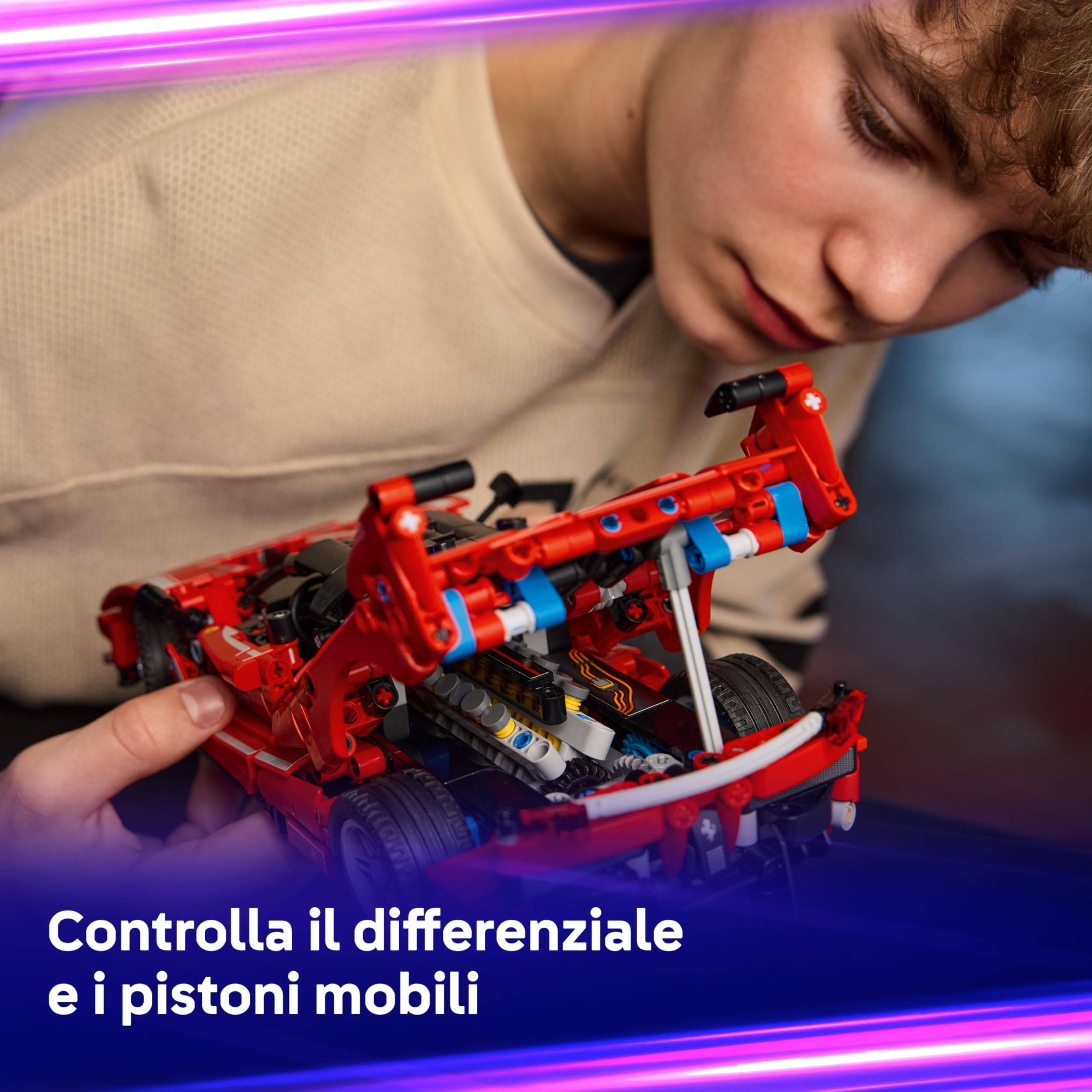 LEGO Technic Ferrari FXX K Macchina Giocattolo - Modello di Auto da Corsa per il Gioco e l'Esposizione con Motore V12, Differenziale e Pistoni Mobili - Idea Regalo per Bambini da 10 Anni - 42212