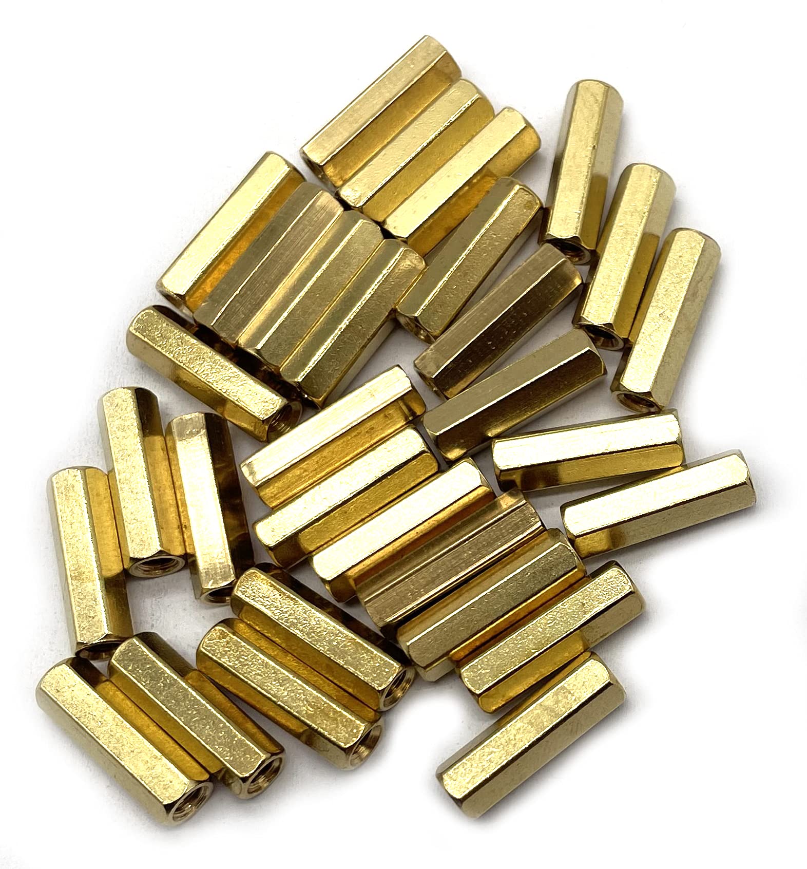 M4 x 20mm Brass Straight PCB Pillar, Female Threaded Brass Hex Standoff Pillar Spacer, 30Pcs