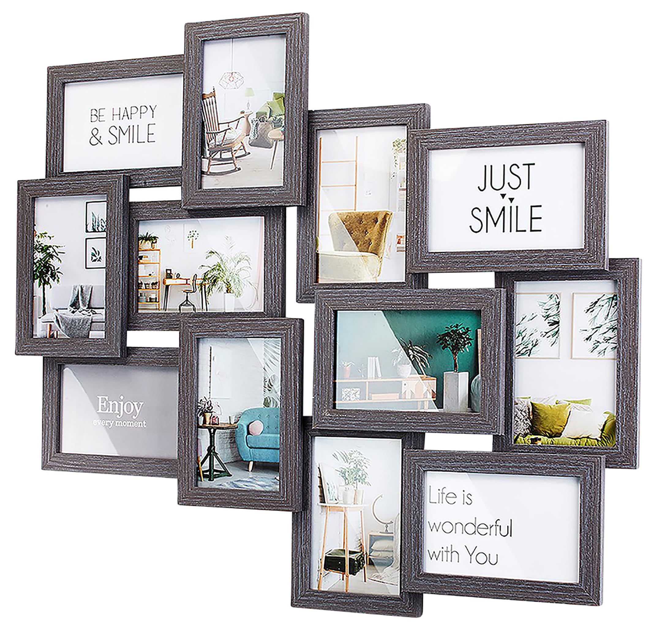 Kobolo Bilderrahmen-Collage - BIG GREY - Holz - grau antik - 12 Bilder - 54x61 cm