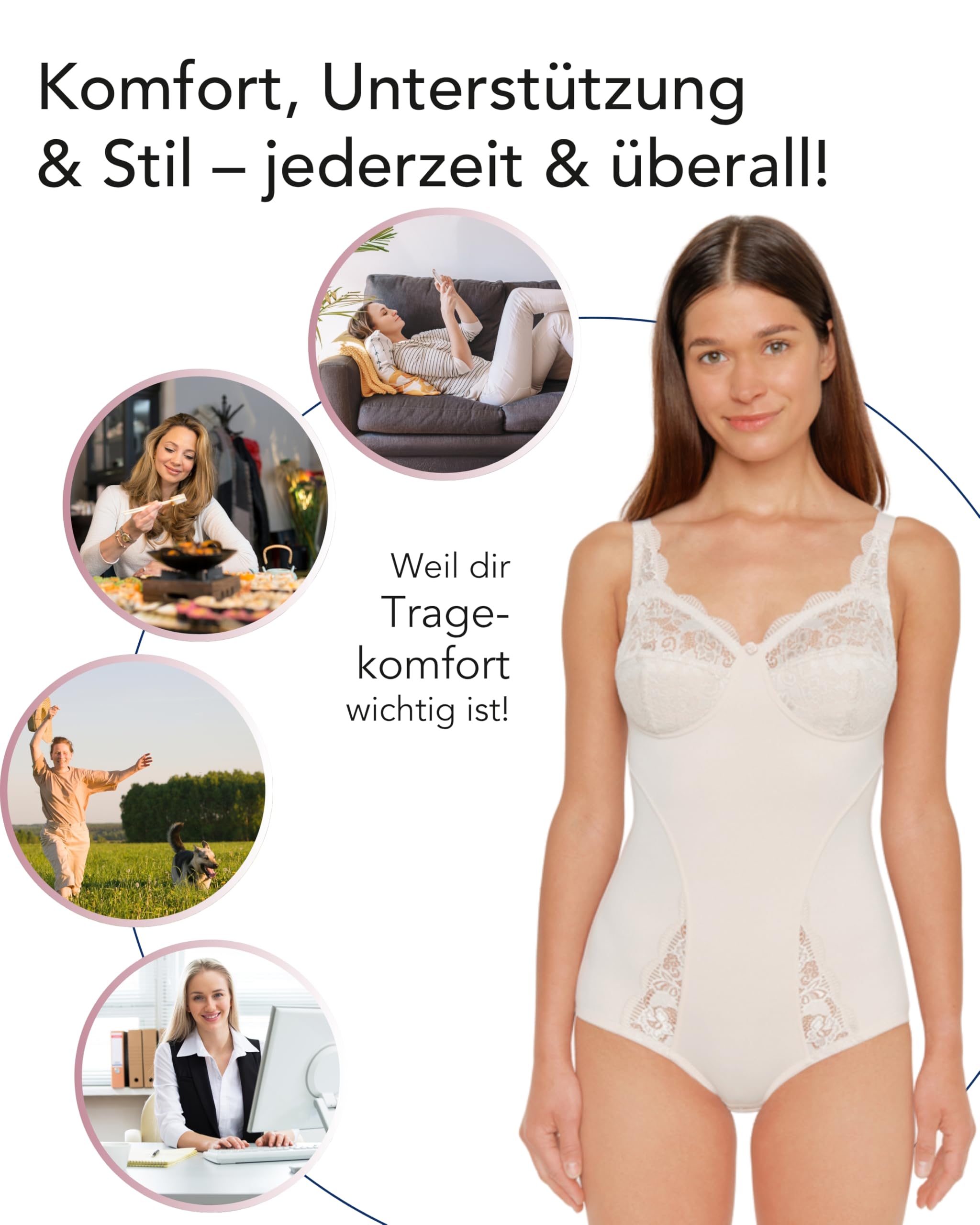SUSA Body ohne Bügel Latina Shapewear Damen stark formend Mieder Bodysuit Shaping Effekt