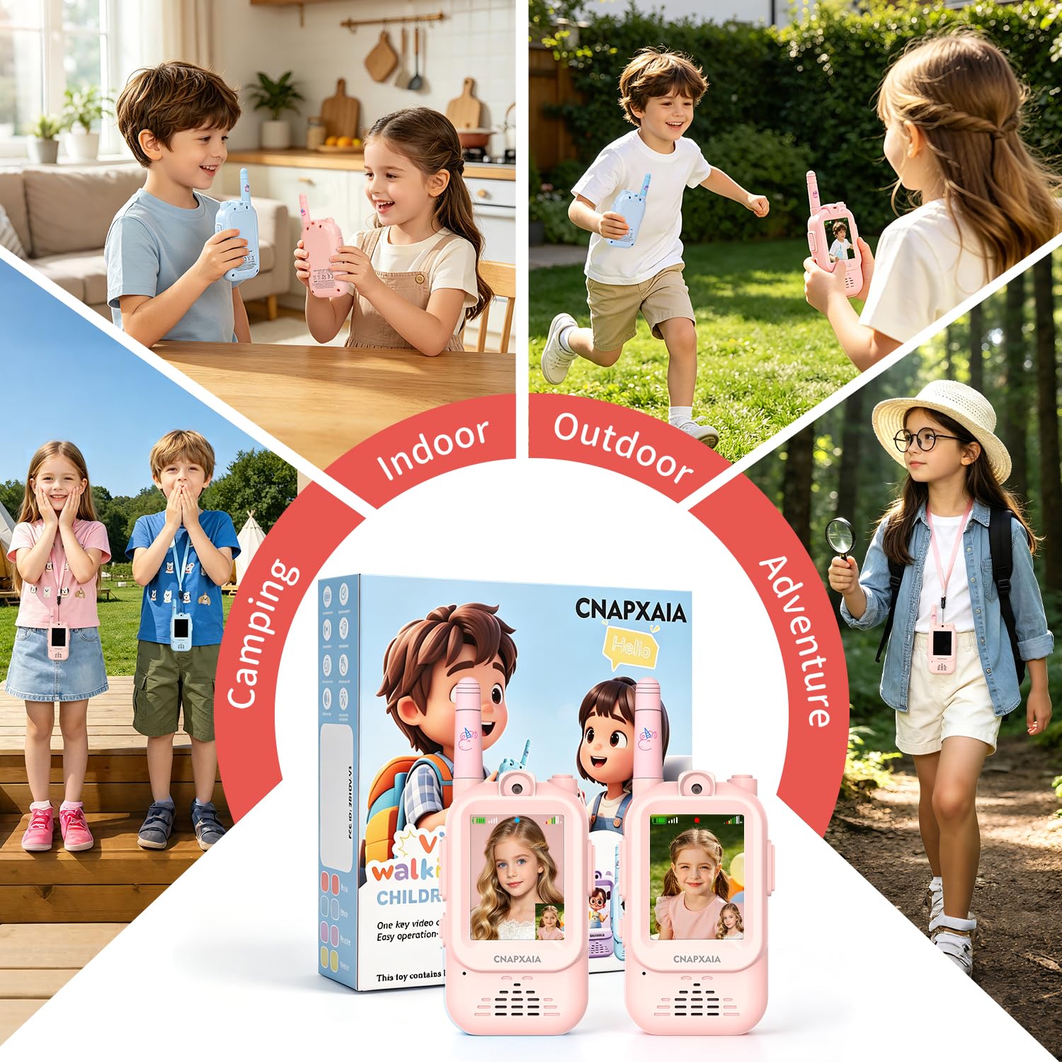 Walkie Talkie Kinder mit Video, Kinder Funkgerät Aufladbar mit Kamera, Selfie & Sprachchat, Geburtstagsgeschenk Weihnachten Geschenk Spielzeug ab 3 4 5 6 8 7 9 10 11 Jahre Mädchen (Rosa/Rosa)