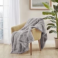 Serta Mila Shaggy Heated Throw Blanket 50x60 Ash Grey - Ultra Soft Faux Fur, 5 Heat Levels, Low EMF, Auto Shut-Off, Machine Washable
