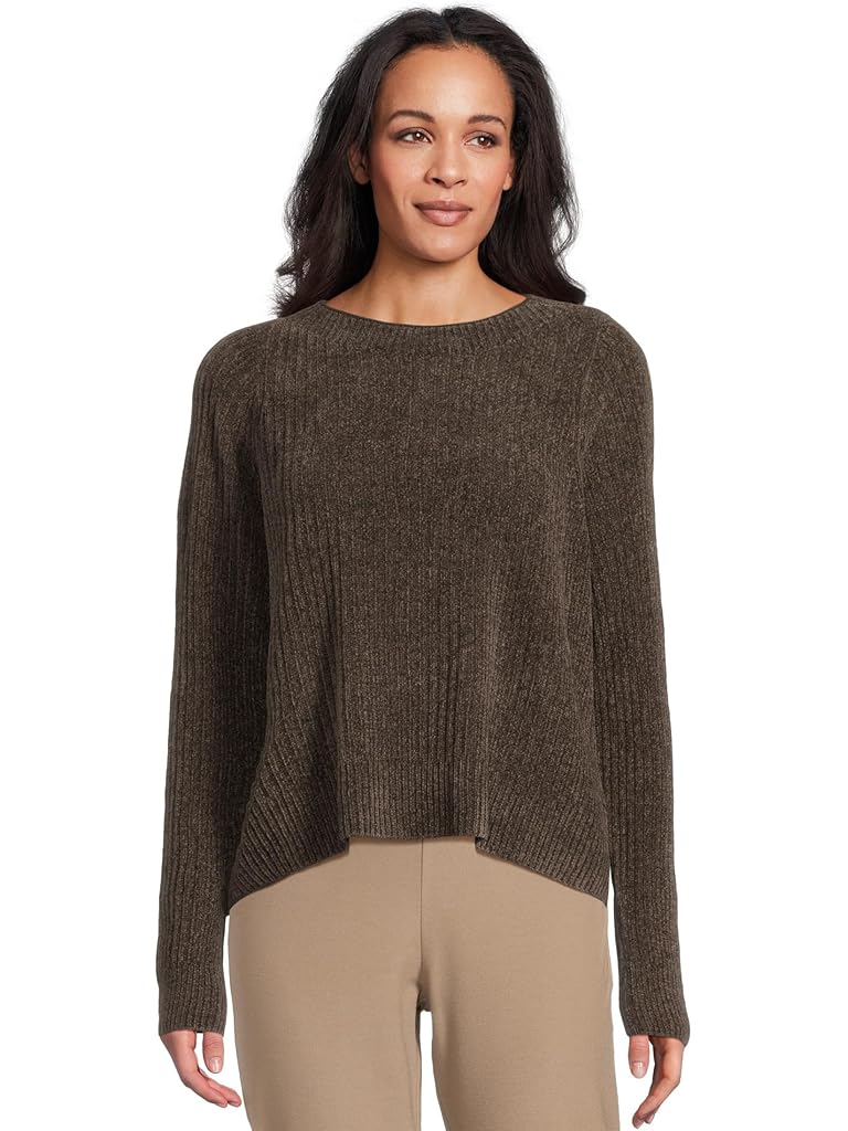 Brown Eileen Fisher Chenille Blend Square Armhole Sweater