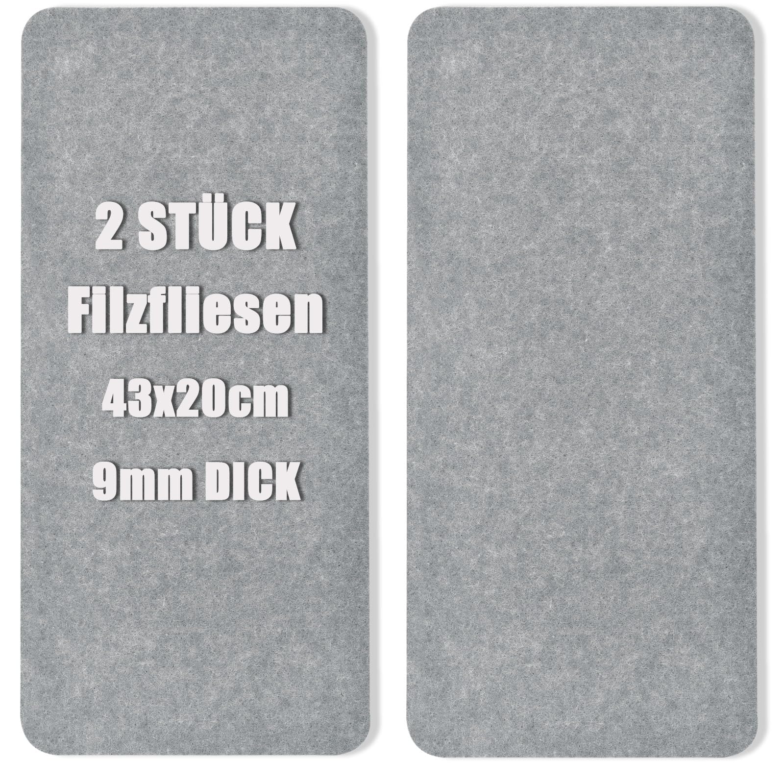 Kurk prikbord, 4 stuks, 43 x 20 cm, kurkplaat met 9 mm dikke vilttegels