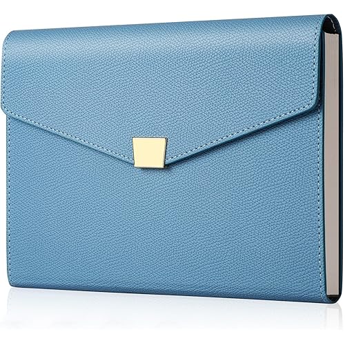 EMSHOI Lined Journal Notebook - 192 Numbered Pages - Thick 100gsm Paper - A5 College Ruled - Hardcover Leather Journal for Women & Men - Perfect for Work or Writing - GrayBlue Cover, 6.1" x 8.3"