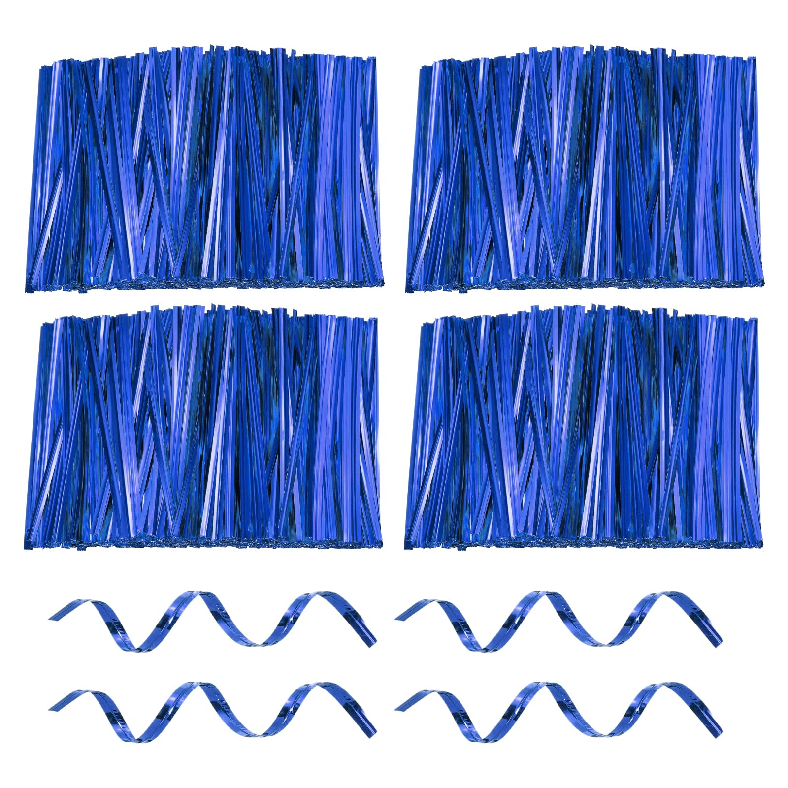 sourcing map 1600pcs Bag Twist Ties 100mm Reusable Metallic Twist Ties Wire Cable Ties Plastic Bag Sealers for Party Bread Candy Cake Present Supplies, Blue
