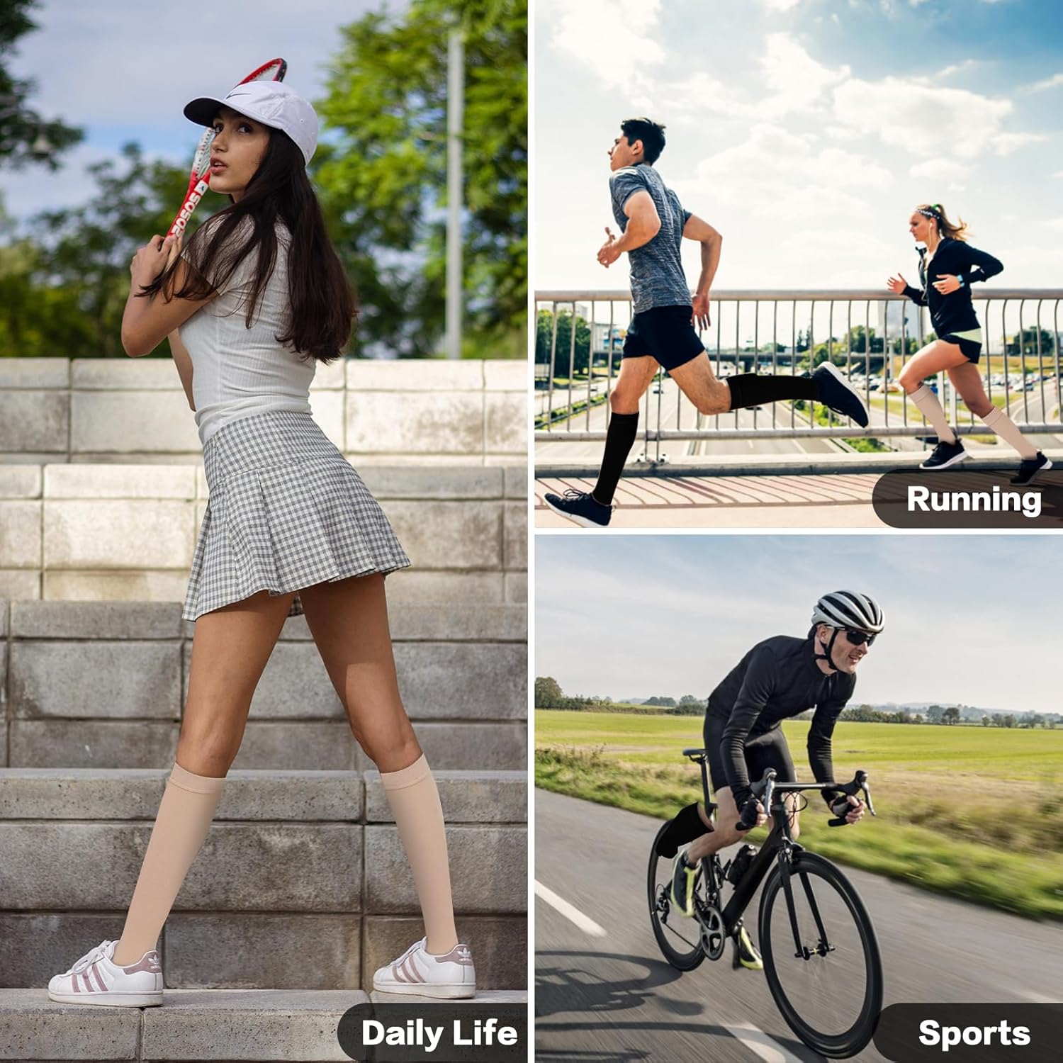 Ktinnead Compression Socks for Women and men 20-30 mmhg, Knee High Graduated Compression Stockings, Opaque, Open Toe, Unisex, Beige, Medium - Image 5