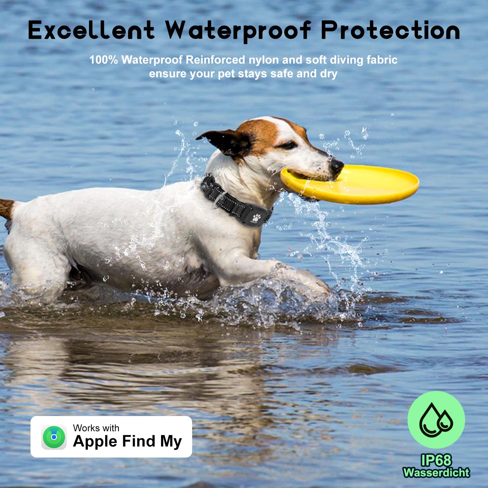 Myiwb GPS Dog Collar Tracker 2-in-1,Reflective Waterproof Pet Collar,iOS-Only,No Monthly Fees,Unlimited Range,Ideal for Dog Tracking pet Tracker,for SmallDogs(S (12.6"-16.5" Width:0.98"), Black) - image 2