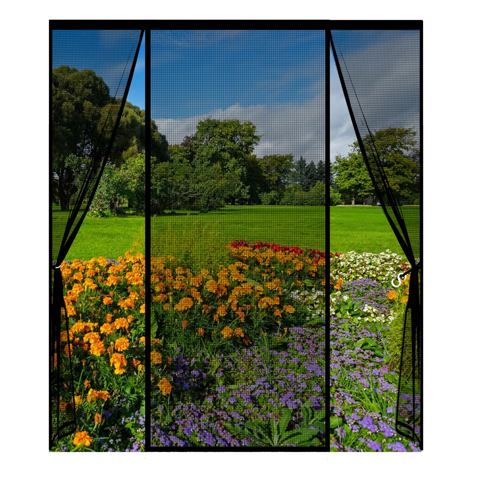 Magnetic Fly Screen Door 170(43-84-43) X270cm Magnetic Door Curtain For Double Doors, Anti Mosquito Mesh Curtain, Shut Automatically Side Opening Fly Screens, For Patio Door, Sliding Door - View #11